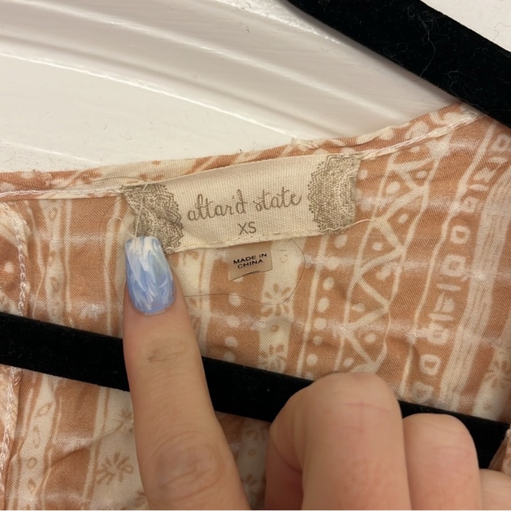 Altar'd State Cream and Tan Patterned Romper - Picture 2 of 4